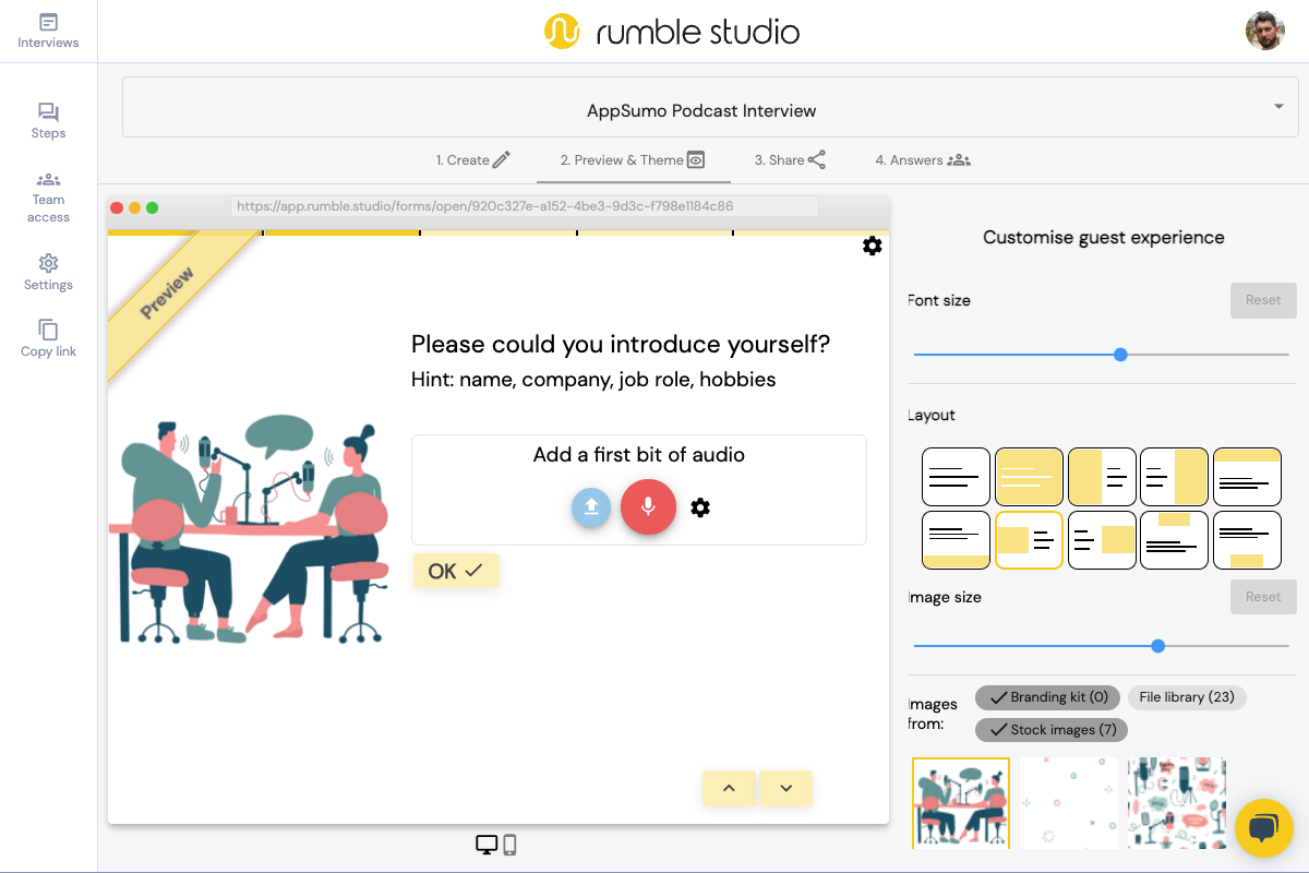 screenshot of Rumble Studio